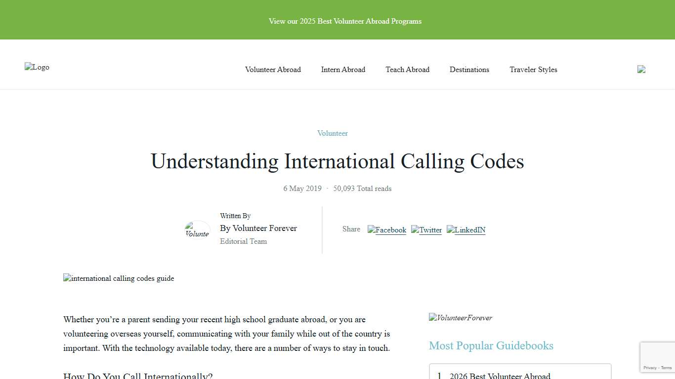 Understanding International Calling Codes Volunteer Forever