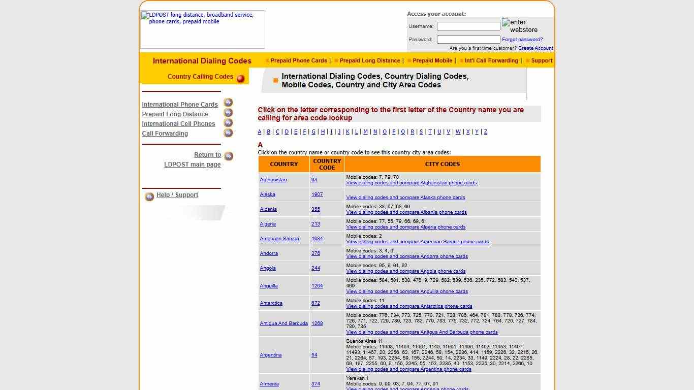 International Dialing Codes Phone Cards Calling Card Rates